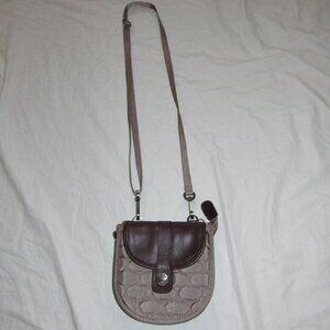 Mosey Taupe Quilted Small Travel Vacation Crossbody Bag Purse Zip Around